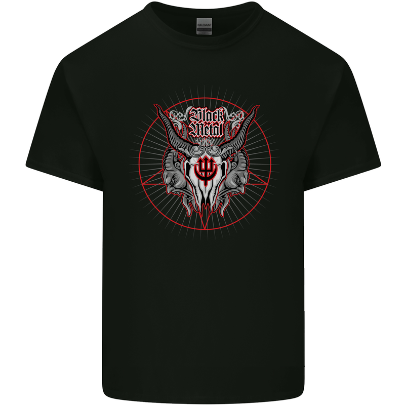 Black Metal Demonic Skull Heavy Metal Mens Cotton T-Shirt Tee Top Black