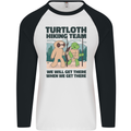 Turtloth Hiking Team Hiking Turtle Sloth Mens L/S Baseball T-Shirt White/Black