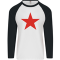 Red Star Army As Worn by Mens L/S Baseball T-Shirt White/Black
