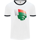 Curled Madagascar Flag Madagascan Day Football Mens Ringer T-Shirt White/Black
