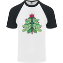 Christmas Dragonfly Xmas Tree Mens S/S Baseball T-Shirt White/Black