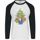 Christmas T-Rex & Unicorn Funny Xmas Gift Mens L/S Baseball T-Shirt White/Black