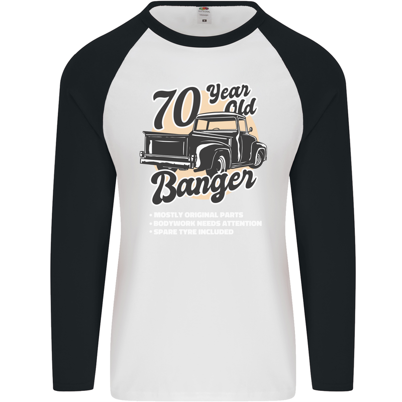 70 Year Old Banger Birthday 70th Year Old Mens L/S Baseball T-Shirt White/Black