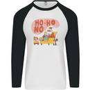 HO HO No Funny Lazy Christmas Bah Humbug Xmas Mens L/S Baseball T-Shirt White/Black