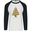 Avocado Christmas Tree Xmas Funny Food Mens L/S Baseball T-Shirt White/Black