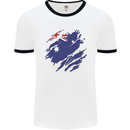 Torn Australia Flag Australian Day Football Mens Ringer T-Shirt White/Black