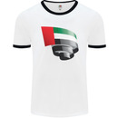 Curled UAE Flag Day Emirati Day Football Mens Ringer T-Shirt White/Black
