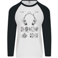 Headphones Patent Blueprint Dance Music DJ Mens L/S Baseball T-Shirt White/Black