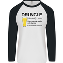 Druncle Uncle Funny Beer Alcohol Day Mens L/S Baseball T-Shirt White/Black