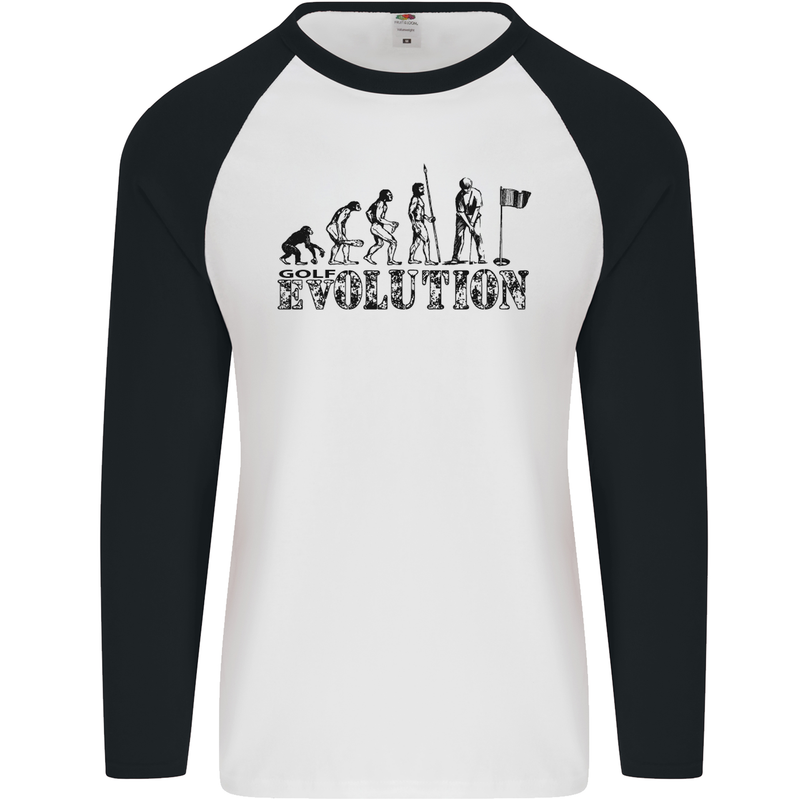 Evolution of a Golfer Funny Golf Golfing Mens L/S Baseball T-Shirt White/Black
