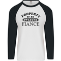 Property of My Awesome Fiance Mens L/S Baseball T-Shirt White/Black
