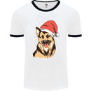 Christmas German Shepherd Dog Xmas Alsatian Mens Ringer T-Shirt White/Black