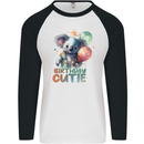 Birthday Cutie Koala 3rd 4th 5th 6th 7th 8th Mens L/S Baseball T-Shirt White/Black
