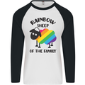 Rainbow Sheep Funny Gay Pride Day LGBT Mens L/S Baseball T-Shirt White/Black
