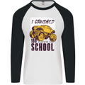 I Crushed 100 Days of School Monster Truck Mens L/S Baseball T-Shirt White/Black