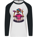 Bad Santa Claus Funny Skull Beer Alcohol Mens L/S Baseball T-Shirt White/Black