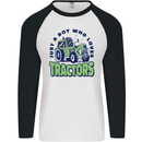 Just a Boy Who Loves Tractors Farmer Mens L/S Baseball T-Shirt White/Black