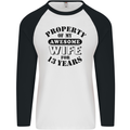 13th Wedding Anniversary 13 Year Funny Wife Mens L/S Baseball T-Shirt White/Black