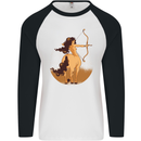 Sagittarius Woman Zodiac Star Sign Mens L/S Baseball T-Shirt White/Black