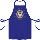 Blame It on My Hippy Soul 60s 70s Flower Power Cotton Apron 100% Organic Royal Blue