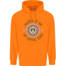 Blame It on My Hippy Soul 60s 70s Flower Power Mens 80% Cotton Hoodie Orange