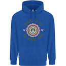 Blame It on My Hippy Soul 60s 70s Flower Power Mens 80% Cotton Hoodie Royal Blue