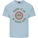 Blame It on My Hippy Soul 60s 70s Flower Power Mens Cotton T-Shirt Tee Top Light Blue