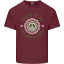 Blame It on My Hippy Soul 60s 70s Flower Power Mens Cotton T-Shirt Tee Top Maroon