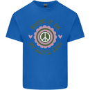 Blame It on My Hippy Soul 60s 70s Flower Power Mens Cotton T-Shirt Tee Top Royal Blue