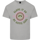 Blame It on My Hippy Soul 60s 70s Flower Power Mens Cotton T-Shirt Tee Top Sports Grey