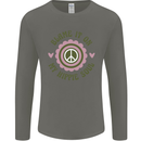 Blame It on My Hippy Soul 60s 70s Flower Power Mens Long Sleeve T-Shirt Charcoal