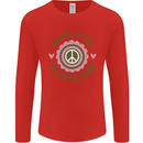 Blame It on My Hippy Soul 60s 70s Flower Power Mens Long Sleeve T-Shirt Red