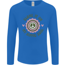 Blame It on My Hippy Soul 60s 70s Flower Power Mens Long Sleeve T-Shirt Royal Blue