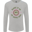 Blame It on My Hippy Soul 60s 70s Flower Power Mens Long Sleeve T-Shirt Sports Grey