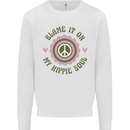 Blame It on My Hippy Soul 60s 70s Flower Power Mens Sweatshirt Jumper White
