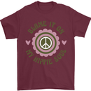 Blame It on My Hippy Soul 60s 70s Flower Power Mens T-Shirt 100% Cotton Maroon