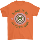 Blame It on My Hippy Soul 60s 70s Flower Power Mens T-Shirt 100% Cotton Orange