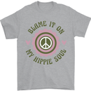 Blame It on My Hippy Soul 60s 70s Flower Power Mens T-Shirt 100% Cotton Sports Grey