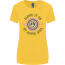 Blame It on My Hippy Soul 60s 70s Flower Power Womens Wider Cut T-Shirt Yellow