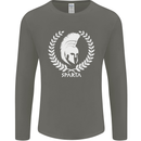 Bodybuilding Gym Training Sparta Helmet Mens Long Sleeve T-Shirt Charcoal