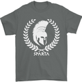 Bodybuilding Gym Training Sparta Helmet Mens T-Shirt 100% Cotton Charcoal