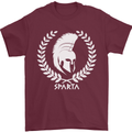 Bodybuilding Gym Training Sparta Helmet Mens T-Shirt 100% Cotton Maroon