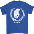 Bodybuilding Gym Training Sparta Helmet Mens T-Shirt 100% Cotton Royal Blue