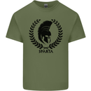 Bodybuilding Sparta Helmet Gym Training Mens Cotton T-Shirt Tee Top Military Green