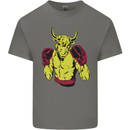Boxing Bull Muay MMA Thai Boxer Mens Cotton T-Shirt Tee Top Charcoal