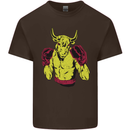 Boxing Bull Muay MMA Thai Boxer Mens Cotton T-Shirt Tee Top Dark Chocolate