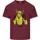 Boxing Bull Muay MMA Thai Boxer Mens Cotton T-Shirt Tee Top Maroon