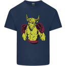 Boxing Bull Muay MMA Thai Boxer Mens Cotton T-Shirt Tee Top Navy Blue
