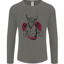 Boxing Bull Muay Thai MMA Boxer Mens Long Sleeve T-Shirt Charcoal