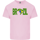 Brazil Football Brazilian Soccer Flag Kids T-Shirt Childrens Light Pink